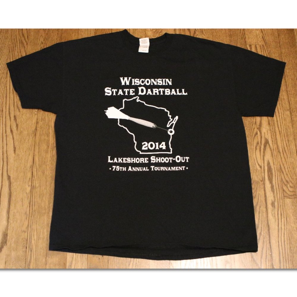 Wisconsin State Dartball Tournament Lake Shore Shoot-Out 2014 T shirt Black